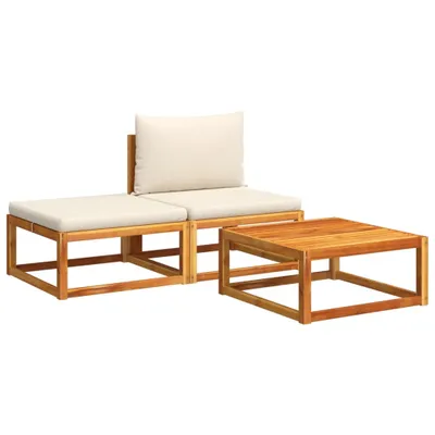 Produktbild von 3-tlg. Gartensofa-Set mit Kissen Holz Akazie & Rattan