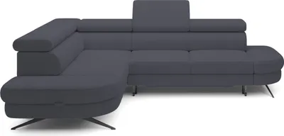 Zdjęcie produktu dla ECKSOFA OTIS w kształcie litery L, funkcja spania, regulowane zagłówki, w tkaninie AURORA, luźne poduszki oparciowe, wolnostojąca, LEWA 276x218x97 cm Ciemnoszara