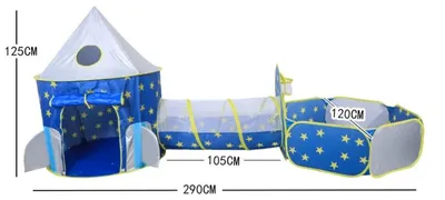Produktbild von Kinder-Spielzelt - 3-in-1-Spielzelt - Bällebad - Spieltunnel - Faltbar - Für 6–12 Jahre - Sternflügel