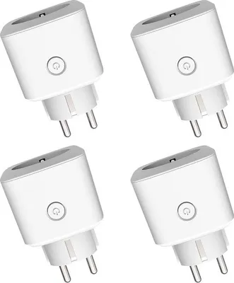 Zdjęcie produktu dla Zestaw inteligentnych gniazdek z obsługą przez aplikację – zestaw 4 sztuk, 16 A – kompatybilny z Alexa i Google Home