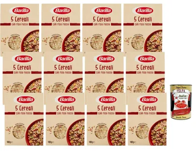 Produktbild von Barilla 5 Cereali mit rotem Reis 12x400g – Ballaststoffreiche Getreidemischung für Salate, Bowls & Beilagen – schnelle Zubereitung + Italian Gourmet polpa