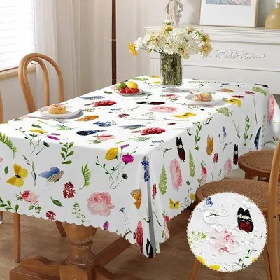 Image de Nappe rectangulaire pour jardin - Nappe de jardin - facile d'entretien - lavable - anti-taches - Table de jardin - Table de salle à manger et de salon - Fêtes et dîners.