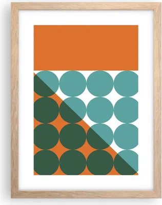 Produktbild von Gerahmtes Poster - Rahmen in heller Eiche - Koliken Türkis Orange - 30x40 cm - Wand Bild - Wanddeko - Wandbilder - Kunstposter - Wandposter - Bilderrahmen - Bilder - Kunstdruck - P2NPA30x40-4606
