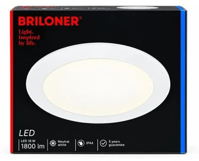 Produktbild von Briloner FLAT IN LED Einbauleuchte Weiß 18W 4000K IP44 Ø225mm Einbau Ø205mm