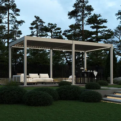 Produktbild von Elektrische Pergola Deluxe Sand | Aluminium | 3 x 6 M | Inkl. LED