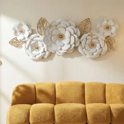 Obrázok produktu pre Dekoratívny 3D panel z kovu, biely a zlatý 158x9x60 cm