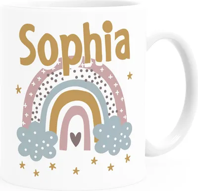 Produktbild von Kindertasse Kunststoff Regenbogen Wolke personalisierte Namenstasse für Mädchen SpecialMe® weiß Kunstoff-Tasse