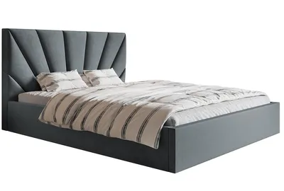 Produktbild von Polsterbett 140x200 Aris mit Metall-Lattenrost, Bettkasten, Samtstoff - Doppelbett 140 x 200 Dunkelgrau