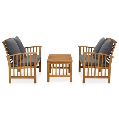 Image de vidaXL Ensemble de salon de jardin 3 pièces avec coussins en bois massif d'acacia
