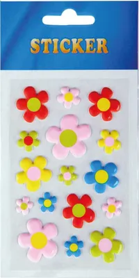 Produktbild von Bestlivings fröhlich bunte Sticker zum Aufkleben, Stickerbögen mit Blumen (Design: Blumen 7)