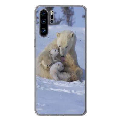Produktbild von MuchoWow® Handyhülle Schutzhülle Hülle für Huawei P30 Pro Eisbären - Schnee - Weiß Silikon Softcase Handy Hülle - Schutzdeckel