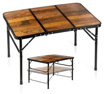 Image de Table de camping pliante en aluminium, hauteur réglable 90 x 60 cm