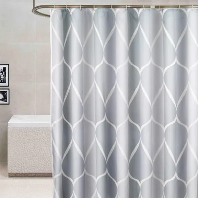 Produktbild von Duschvorhang Wasserdicht Anti-Schimmel Stoff inkl. 12 Duschvorhangringe für Badezimmer Grau 240x200cm