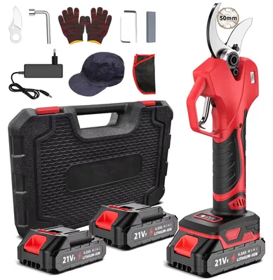 Imagen del producto de Tijeras de podar eléctricas: capacidad de corte de 50 mm, motor sin escobillas, inalámbricas, batería de 21 V, sin varilla telescópica