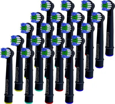 Produktbild von 20 Stück Aufsteckbürsten kompatibel für Oral-B Ersatzbürsten Bürstenköpfe SCHWARZ