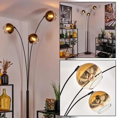 Produktbild von Cesaro Stehlampe aus Metall/Glas in Schwarz/Goldfarben/Klar