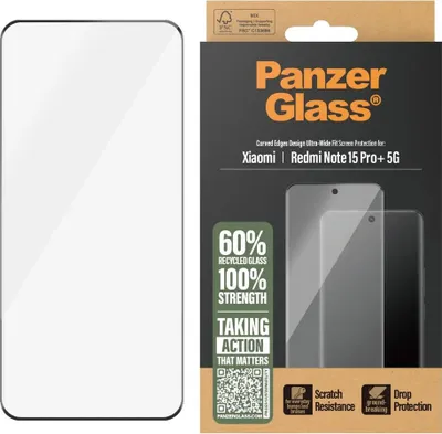Immagine prodotto di PanzerGlass ® Protezione per display Xiaomi Redmi Note 15 Pro+ 5G | Ultra-Wide Fit, Xiaomi, Xiaomi - Redmi Note 15 Pro+ 5G, Applicazione a secco, Resistente ai graffi, Resistente agli urti, Trasparente, 1 pezzo(i)