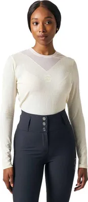 Produktbild von Ps Of Sweden Leandra Striped Mesh Top Damen Langarm-t-shirt Beige XL Damen Beige XL