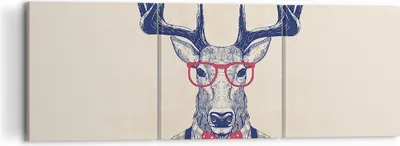 Produktbild von Bild auf Leinwand - Leinwandbild - Charakter Hirsch Illustration hipster - 120x40cm - Wand Bild - Wanddeko - Leinwanddruck - Bilder - Kunstdruck - Leinwand bilder - Wandkunst - CA120x40-3120