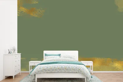 Produktbild von MuchoWow® Fototapete für Wohnzimmer oder Schlafzimmer Wandtapete Vinyl Motivtapete Muster - Farbe - Gold - Grün - 360x240 cm - Vinyl-Tapete