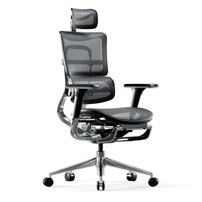 Image de Diablo V-Master Office Ergonomic Chair Executive Chair Footrest 3D Armrest Lumbar Support Adjustable Headrest and Seat Mesh Black-Grey