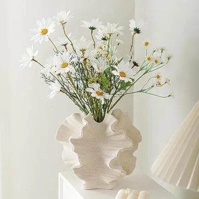 Produktbild von Grosse weiße Keramikvase - Moderne Blumenvase für Innenraumgestaltung