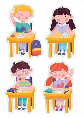 Imagen del producto de Decoraciones escolares: Niños en sus pupitres (letra grande)