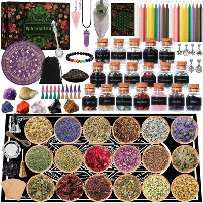 Heksenkit 122-tlg. – Wicca Starter-Set mit Kräutern & Kristallen