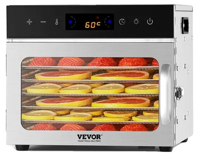 Produktbild von VEVOR Dörrgerät Dörrautomat 6 Edelstahlschalen, elektrischer 400 W Futtertrockne