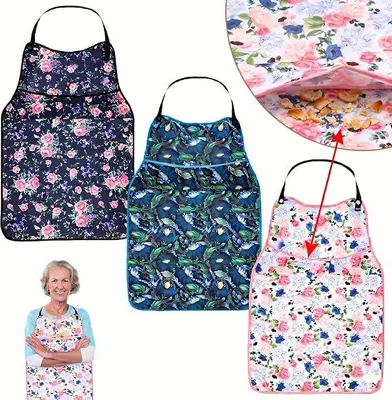 Produktbild von Lätzchen für Erwachsene - 3-teiliges Set – Wasserdicht – 45 x 65 cm – Mit Krümelfänger und verstellbaren Druckknöpfen – Maschinenwaschbarer