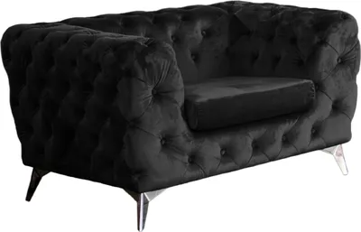 Produktbild von KAWOLA Sessel NARLA Chesterfield Loungesessel Velvet schwarz