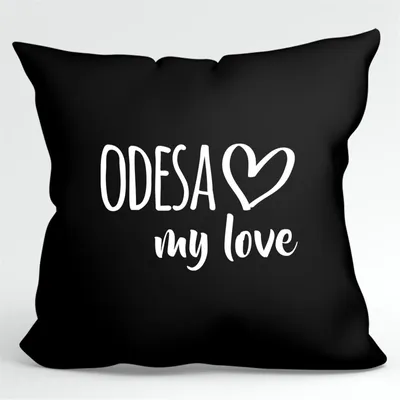Produktbild von Huuraa Kissenbezug Odesa my love 40x40cm Black Baumwolle Dekokissenbezug Geschenkidee