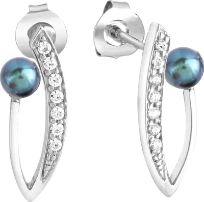 Produktbild von Zeeme Pearls Ohrringe Silber 925 rhodiniert mit grauer Perle und Zirkonia