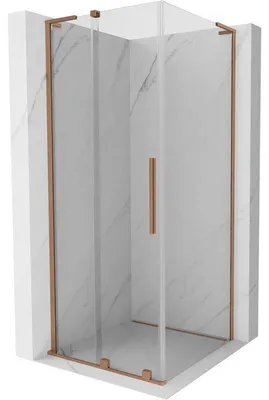 Obrázek produktu pro Mexen Velar L sprchový kout posuvný 110 x 110 cm, transparentní, kartáčovaná měď - 871-110-110-03-65