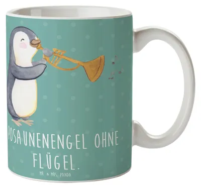 Produktbild von Mr. & Mrs. Panda Kaffeebecher Engel Posaune - Meeresbrise - Geschenk, Lernen, Becher, Musik, Tasse, Instrument, mit Spruch, Musikerwitz, Orchester, Musikinstrument, Pott