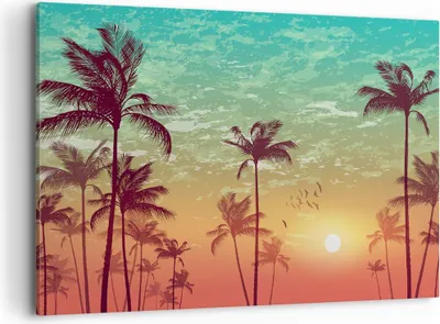 Produktbild von Bild auf Leinwand - Leinwandbild - Horizont Küste Kokosnuss Himmel - 120x80cm - Wand Bild - Wanddeko - Leinwanddruck - Bilder - Kunstdruck - Leinwand bilder - Wandkunst - AA120x80-3121