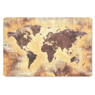 Produktbild von MuchoWow® Schreibtischunterlage Weltkarte - Glitter - Gold 60x40 cm - XXL Mauspad - Großes Mauspad