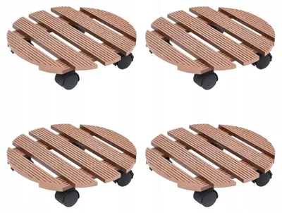 Obrázek produktu pro Podstavec pod květináč hnědý WPC 30cm na kolečkách