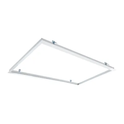 A white rectangular LED panel frame with silver clips, isolated on a white background.