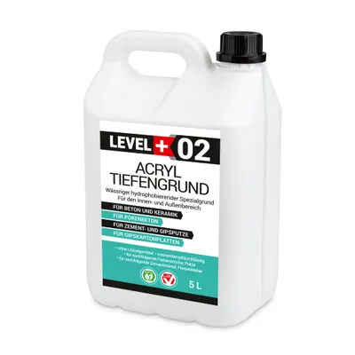Obrázek produktu pro Hloubkový akrylový nátěr 5L Univerzální nátěr Bezbarvý Bez rozpouštědel pod barvy a tapety LEVEL + 02