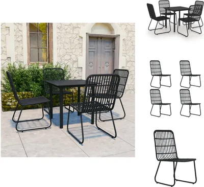Immagine prodotto di vidaXL Set da pranzo da giardino 5 pezzi in rattan e vetro - Set di mobili da giardino