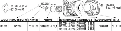 Produktbild von Kolbensatz Polini 50 ccm 38,4 mm für Vespa 50 N Special V5B1T, V 50 2-Takt V5A1T