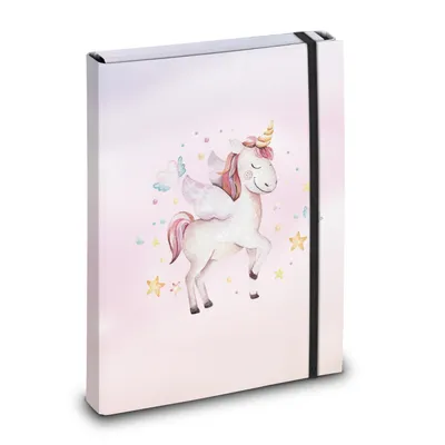 Produktbild von itenga Heftbox Motiv Einhorn Wasserfarben DIN A4, Innen-Rückenbreite: 30 mm