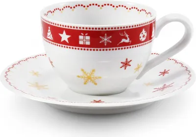 Produktbild von Weihnachtsporzellan, Tasse und Untertasse, 0,20 l, tschechisches Porzellan, Leander