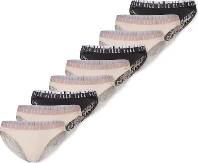 Produktbild von ELLE Damen Brasilslip Lace 9-Pack black,beige,beige - Größe XL