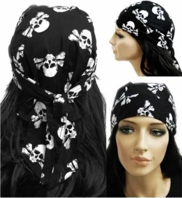 Produktbild von Bandana Cap Skull, Kopftuch mit Totenköpfen, Bandana Headscarf with Skulls, Pañuelo pañuelo Con Calaveras, Foulard Bandana Avec des crânes