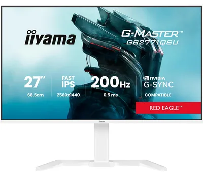 Produktbild von 27" WHITE Fast IPS Gaming, G-Master Red Eagle, G-SYNC Compatible, 2560x1440@200Hz, 350cd/m², 2x HDMI, DisplayPort, 0.5ms (MPRT), Speakers, USB HUB (2x3.2 2xC), Black Tuner, 15cm Height Adj. Stand