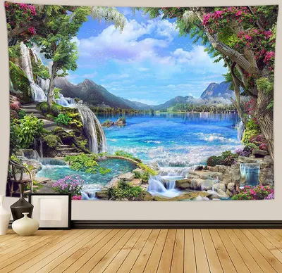Produktbild von Urlaub Wandteppich Wohnkultur Landschaft Wandteppich Wohnzimmer Schlafzimmer Dekoration Wandteppich Zimmer Vorhang Strandtuch (180cm x 230cm, Farbe 13)