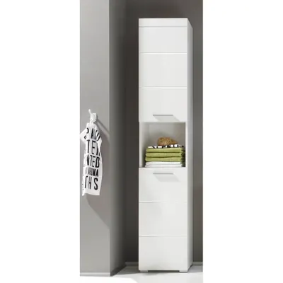 Produktbild von Hochschrank Badezimmer ALTENA-19 in Weiß Hochglanz, B/H/T: ca. 37/190/31 cm
