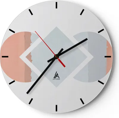 Produktbild von Wanduhr - Rund - Glasuhr - Stück Geometrisch Diamant - 30x30cm - Schleichendes Uhrwerk - Lautlos - zum Aufhängen bereit - Dekoration Modern - Wanddekoration aus Glas - C3AR30x30-4690